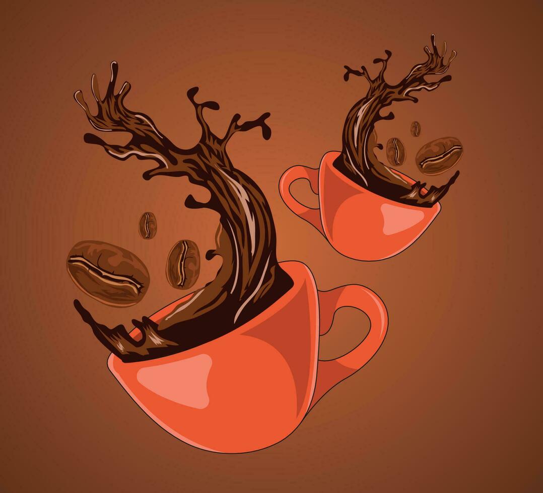 cup of coffee with beans illustration vector