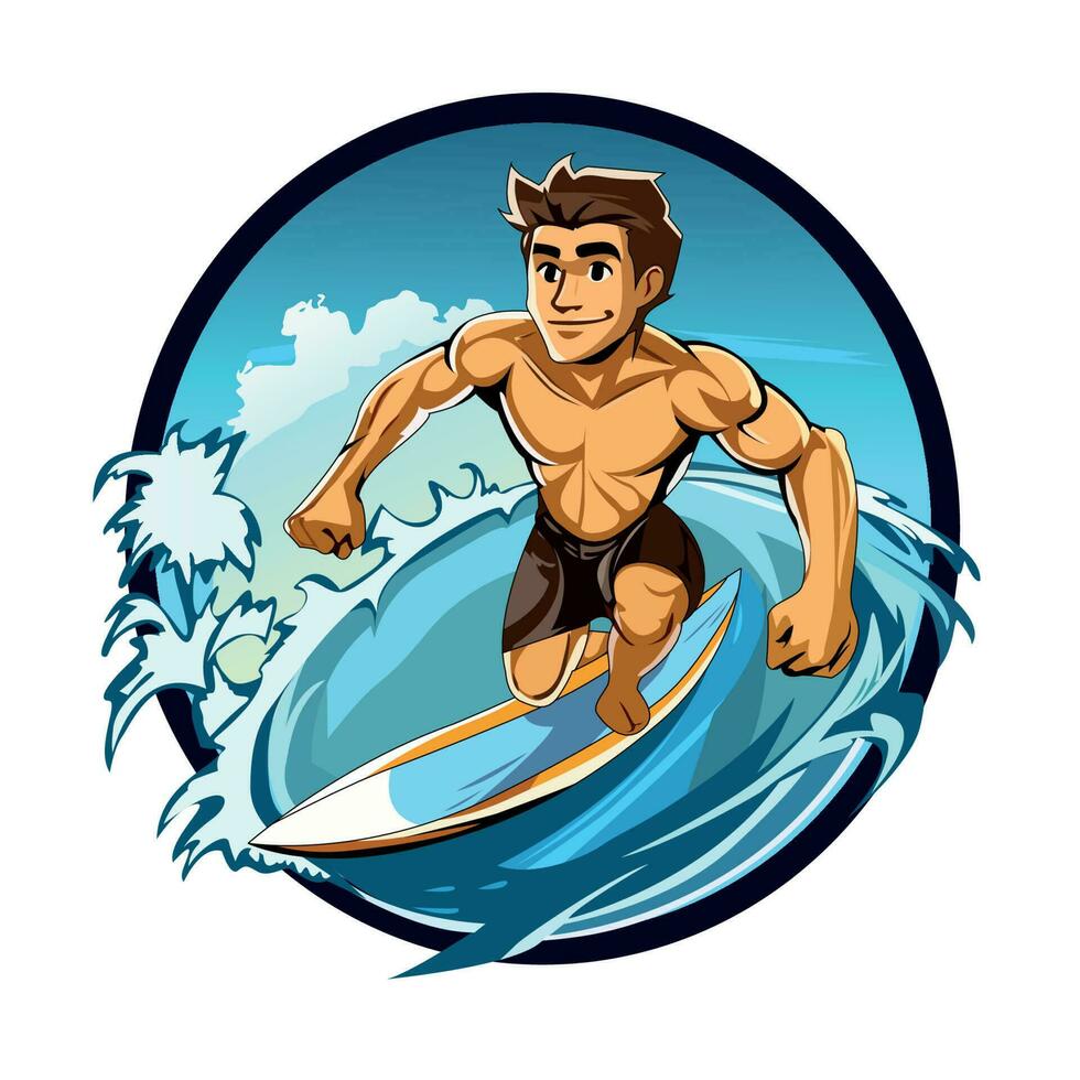 surf en el playa vector ilustración
