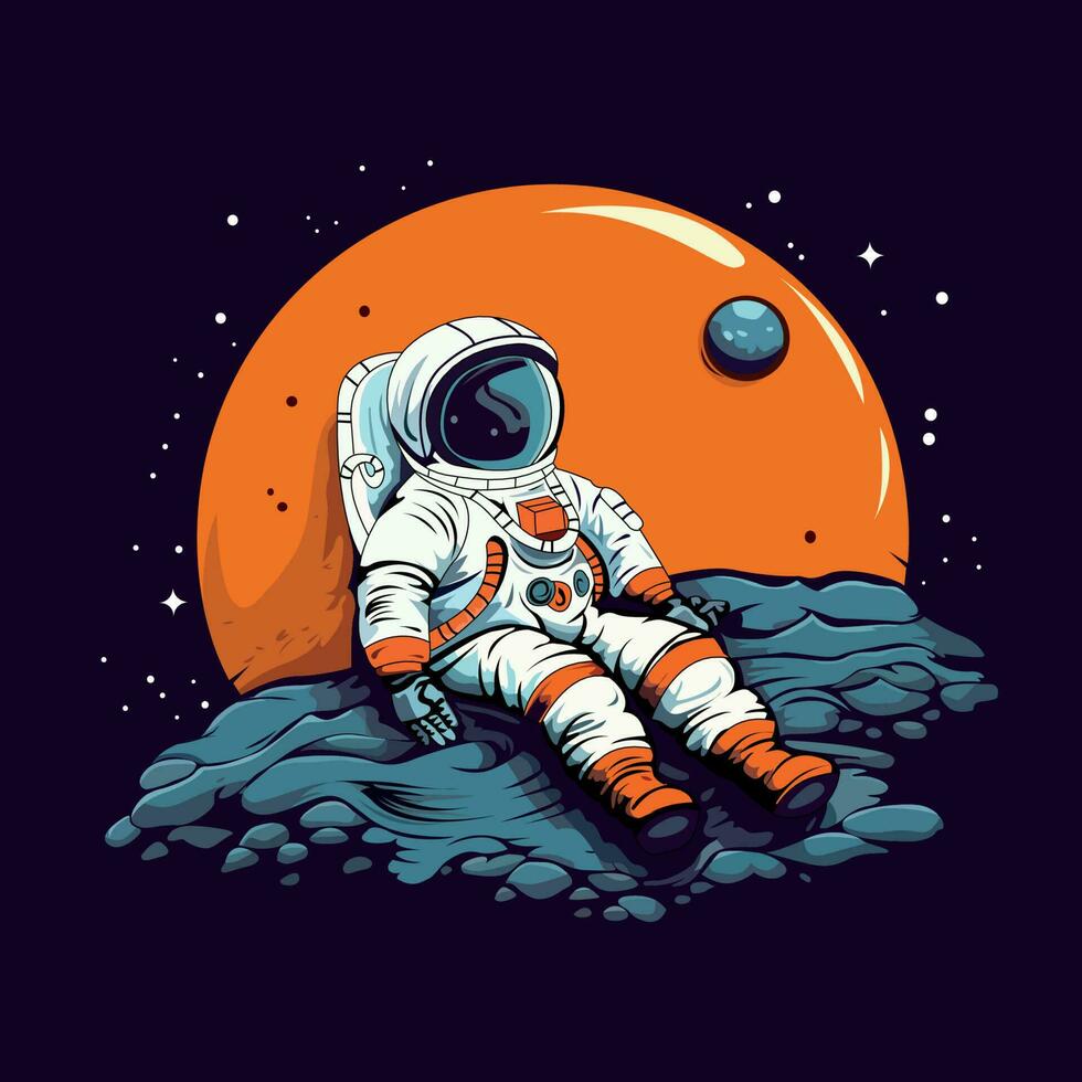 Astronaut in the moon Vector Illustration
