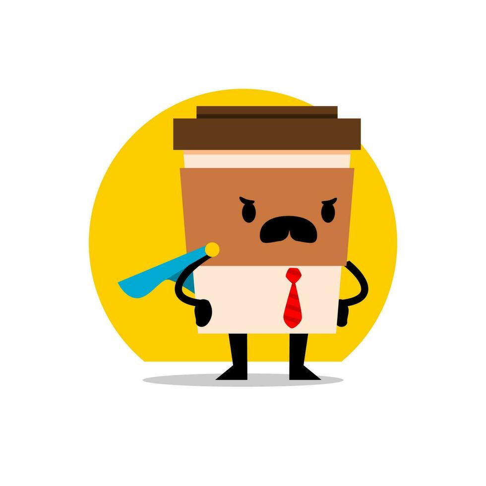 superhero coffee cup mascot. father coffee cup mascot wearing cloak like a superhero vector. vector