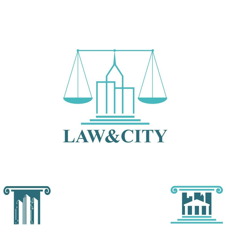 ley y ciudad símbolos conjunto vector