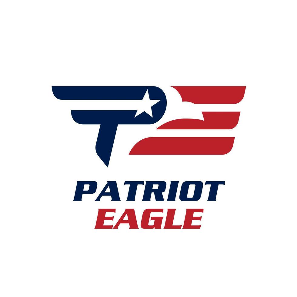 PE logo. letter based, Patriot Eagle icon vector