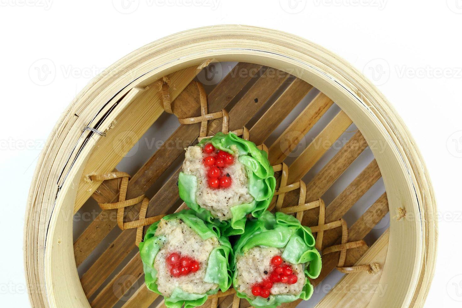 Dim Sum dumpling variety chicken prawn vegetable stuffed steamer photo