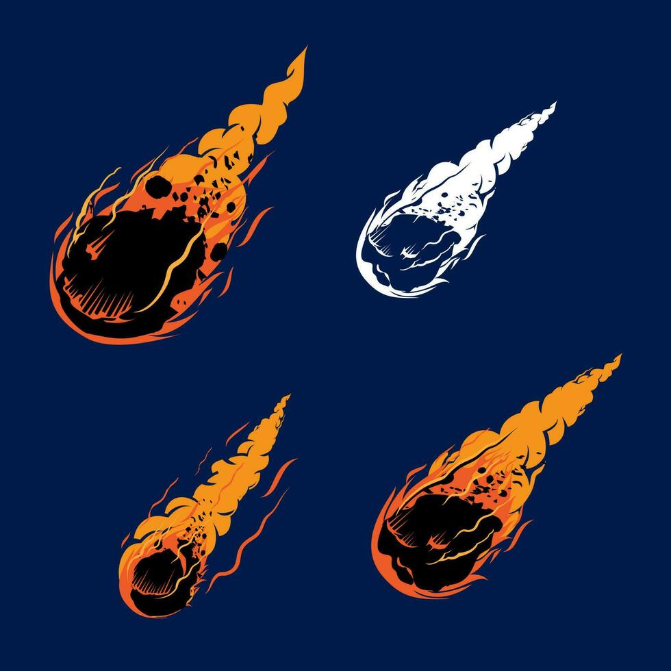 Meteorite objects illustration vector