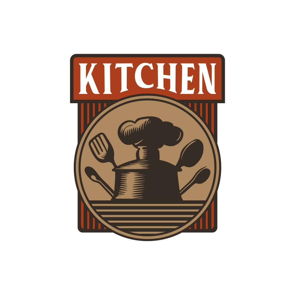 Kitchen Vintage Badge Logo Design vector