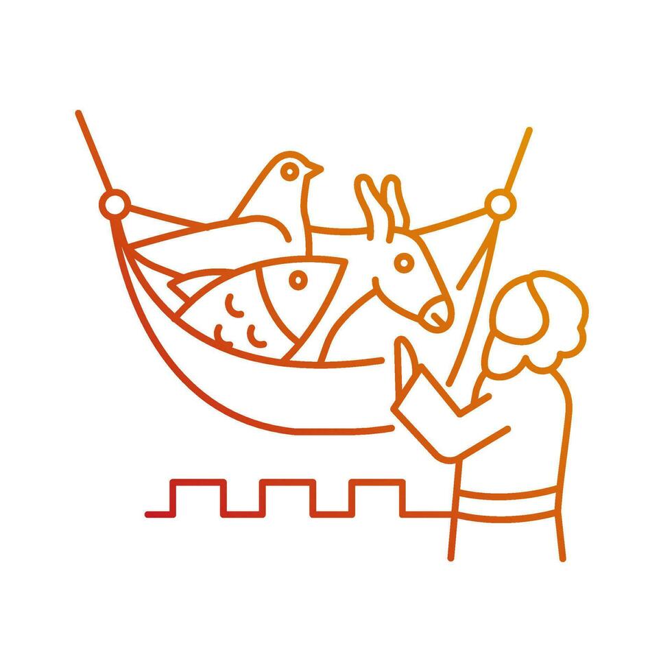 Apostle Peter vision gradient linear vector icon. Sheet with animals. God give sign. Bible narratives. Thin line color symbol. Modern style pictogram. Vector isolated outline drawing