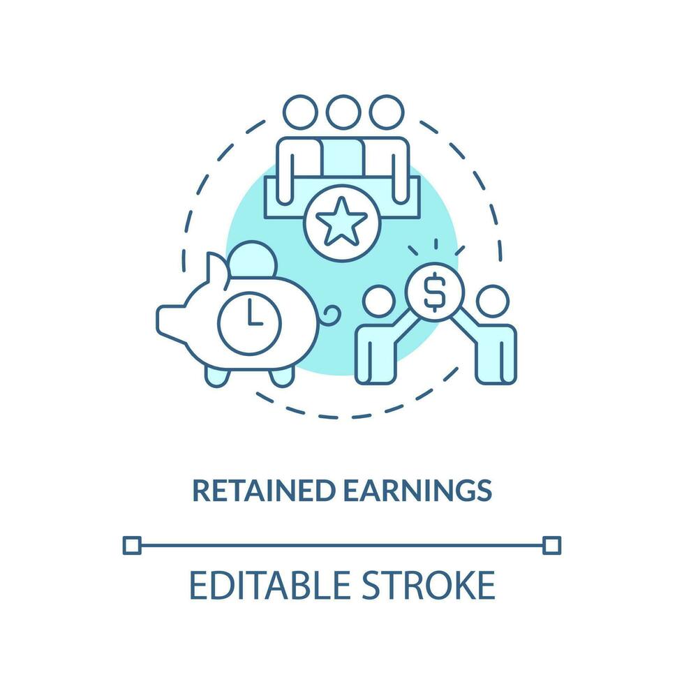 Retained earnings turquoise concept icon. Reserves. Source of long term