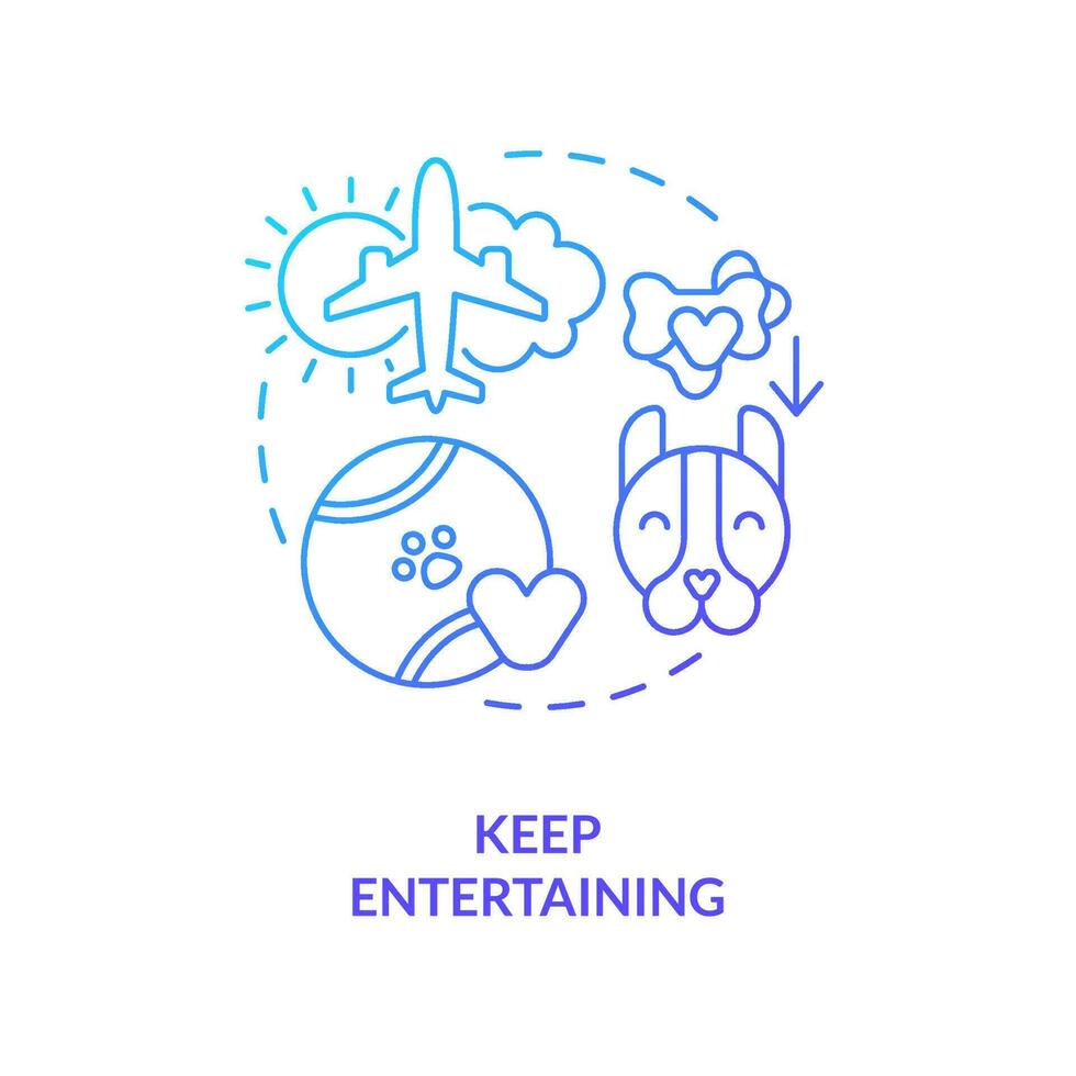 Keep entertaining blue gradient concept icon. Provide pets toys during flights. Stimulate animal activity abstract idea thin line illustration. Isolated outline drawing vector