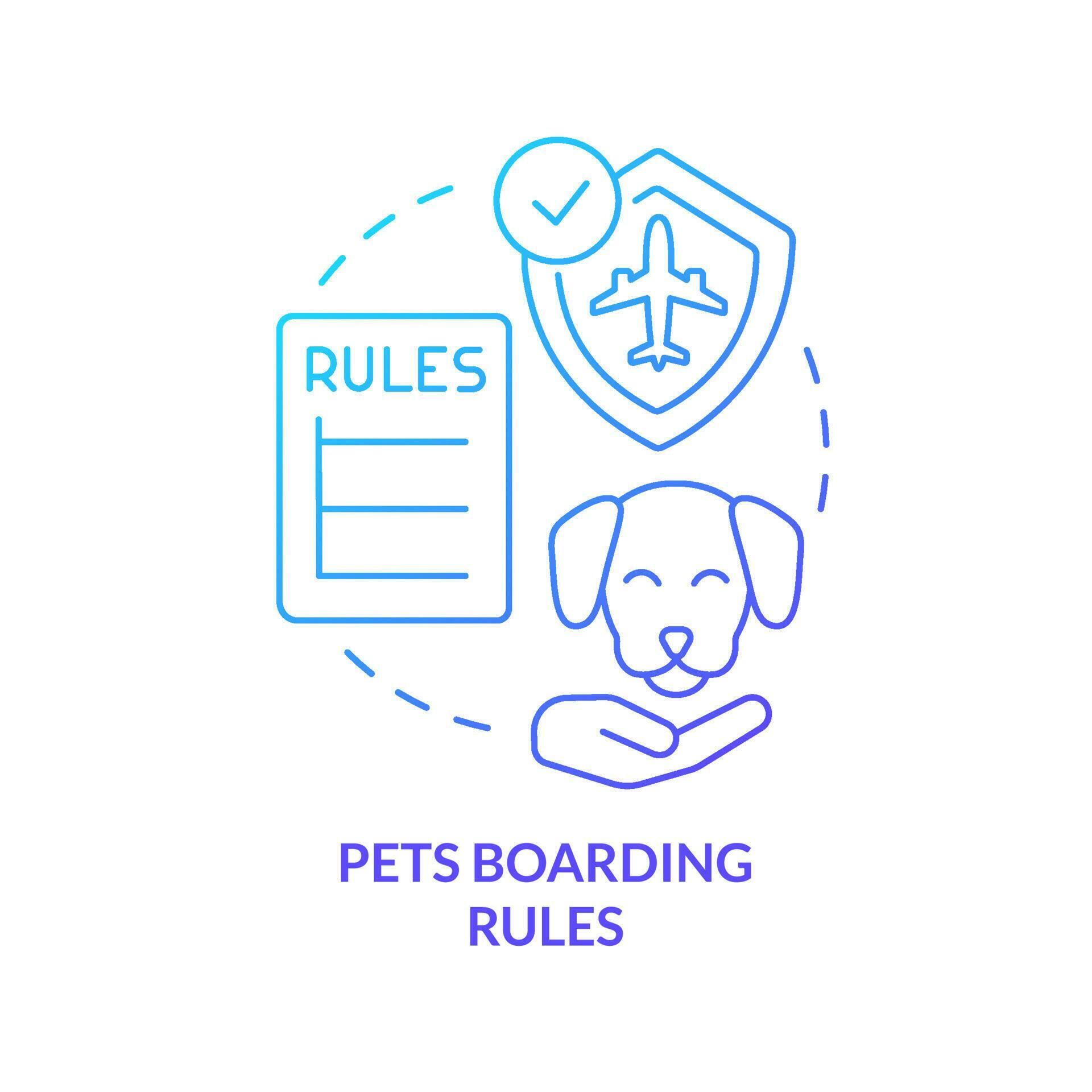 Pets boarding rules blue gradient concept icon. Animal transport