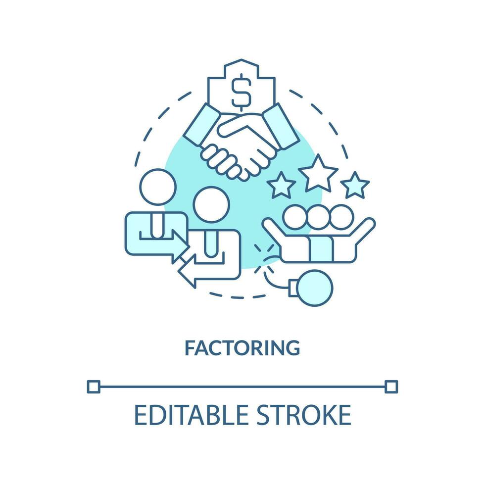 factorización turquesa concepto icono. cuentas cuenta por cobrar. fuente de corto término financiación resumen idea Delgado línea ilustración. aislado contorno dibujo. editable carrera vector