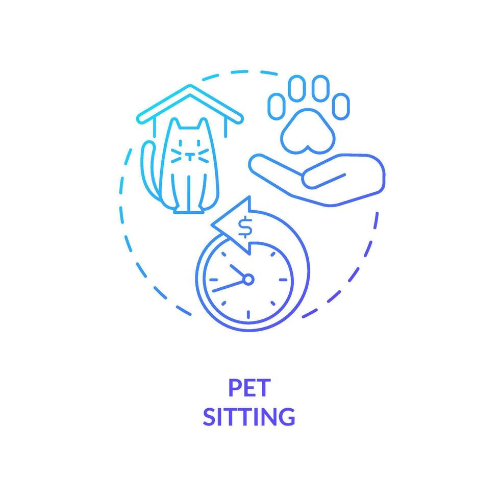 Pet sitting services blue gradient concept icon. Overnight house sitter. Domestic animal daycare abstract idea thin line illustration. Isolated outline drawing vector