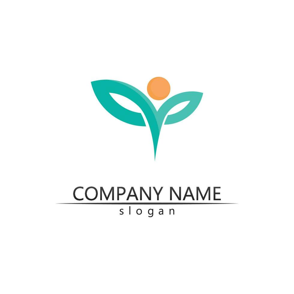 Tree leaf vector and green logo design friendly concept