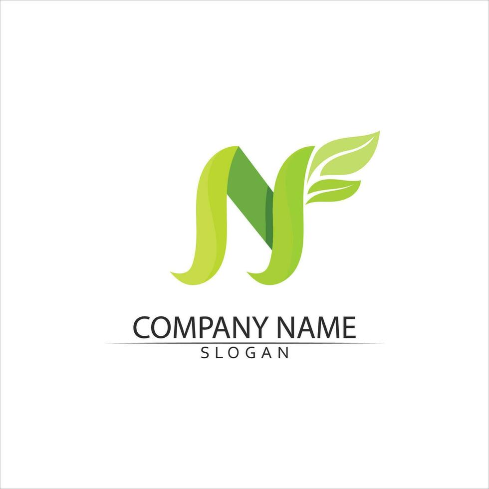 Tree leaf vector and green logo design friendly concept