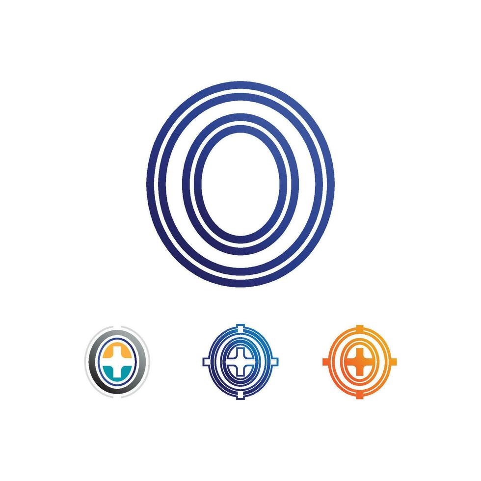 O logo Business Technology circle logo and symbols Vector Design Graphic