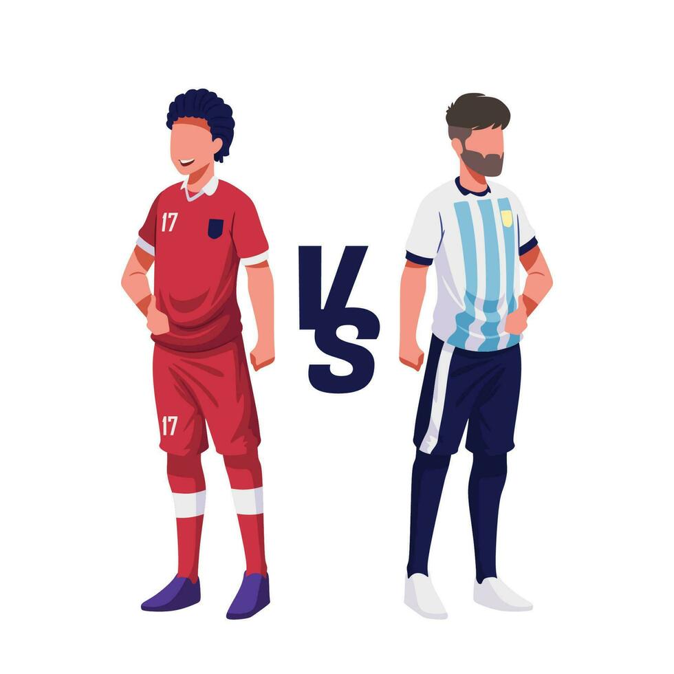 Illustration of Indonesia's friendly match against Argentina, two captain players from that country vector
