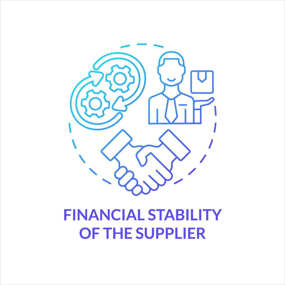 Financial stability of supplier blue gradient concept icon. Business relationship. Reliable partner abstract idea thin line illustration. Isolated outline drawing vector