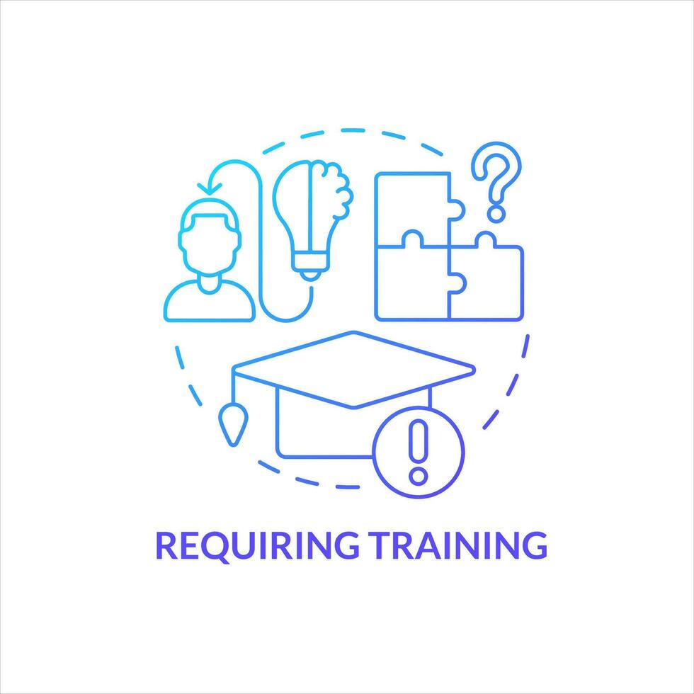 Requiring training blue gradient concept icon. Master new hardware. Provide educational course abstract idea thin line illustration. Isolated outline drawing vector