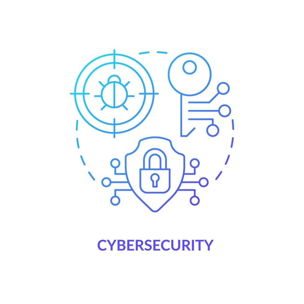 Cybersecurity blue gradient concept icon. Internet safety. Trending web development technology abstract idea thin line illustration. Isolated outline drawing vector