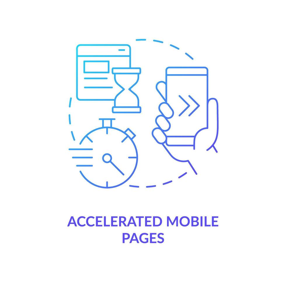 Accelerated mobile pages blue gradient concept icon. Website visibility. Future of digital technologies abstract idea thin line illustration. Isolated outline drawing vector