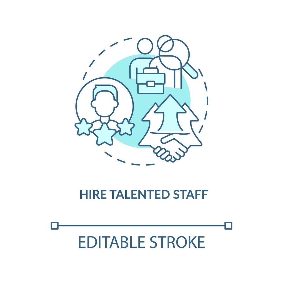 Hire talented staff turquoise concept icon. Acquire new clients strategy abstract idea thin line illustration. Isolated outline drawing. Editable stroke vector