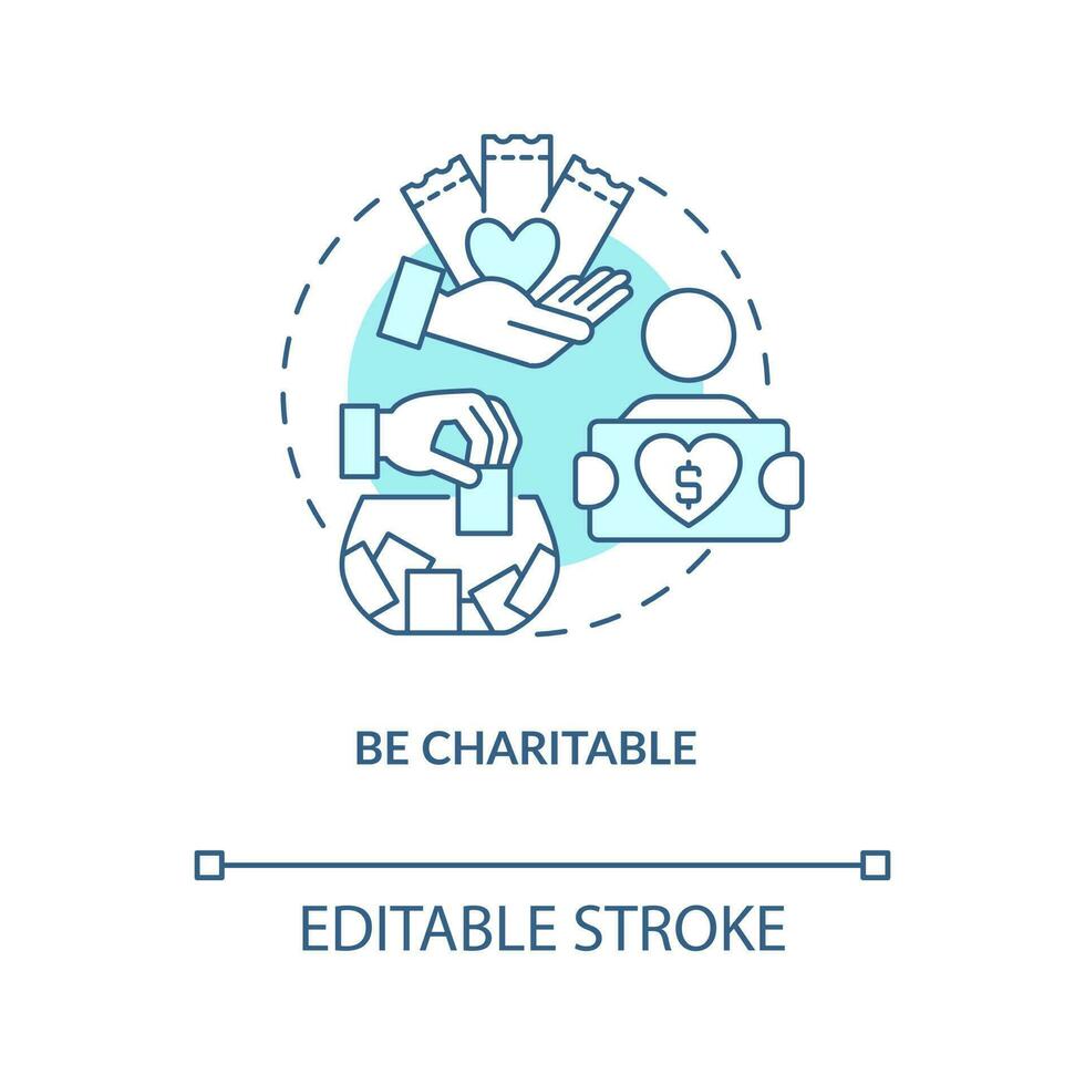 Use charitable involvement turquoise concept icon. Finding more customers tip abstract idea thin line illustration. Isolated outline drawing. Editable stroke vector