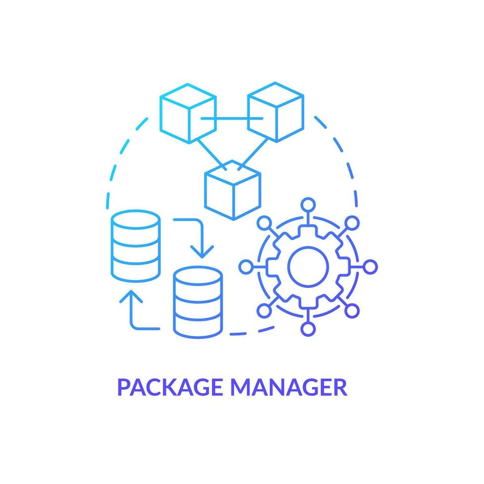 Package manager blue gradient concept icon. Website production. Future of digital technologies abstract idea thin line illustration. Isolated outline drawing vector