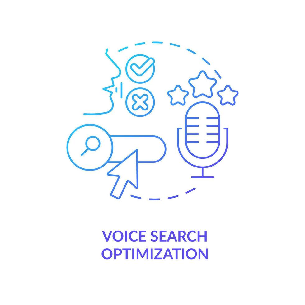 Voice search optimization blue gradient concept icon. Spoken commands. Future of digital technologies abstract idea thin line illustration. Isolated outline drawing vector