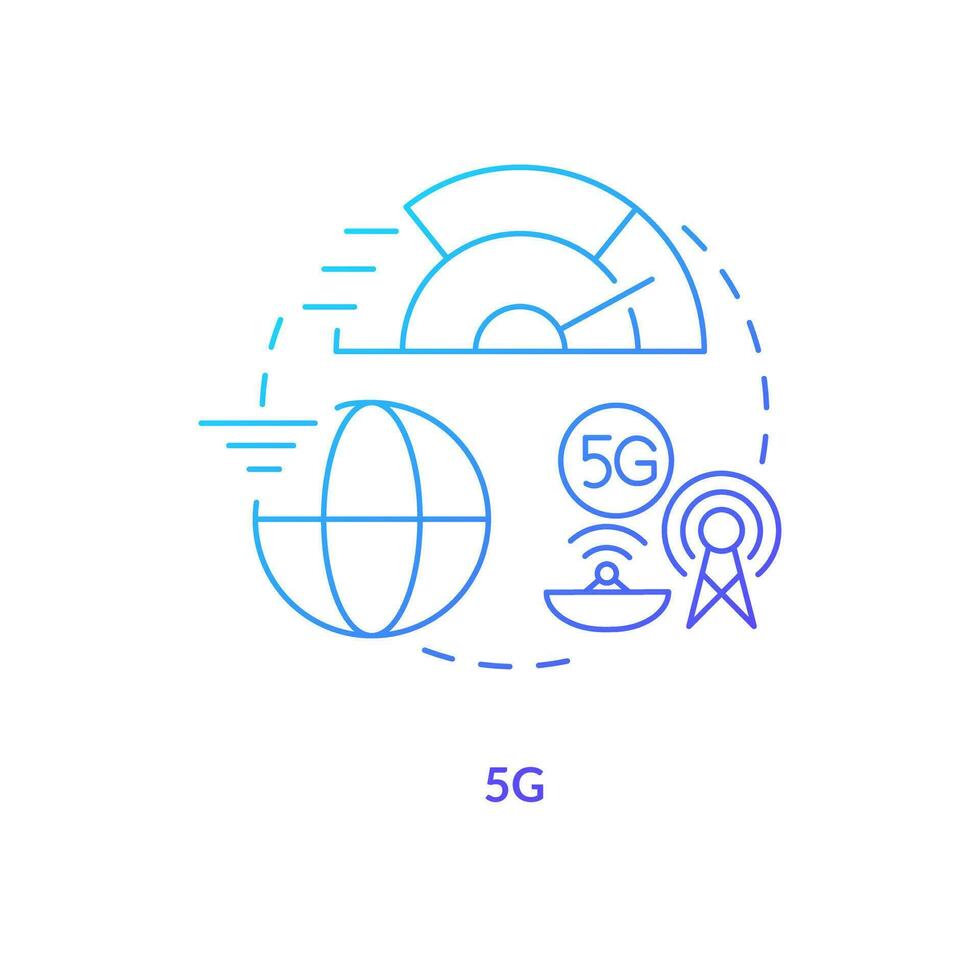 Fifth generation blue gradient concept icon. App production. Trending web development technology abstract idea thin line illustration. Isolated outline drawing vector