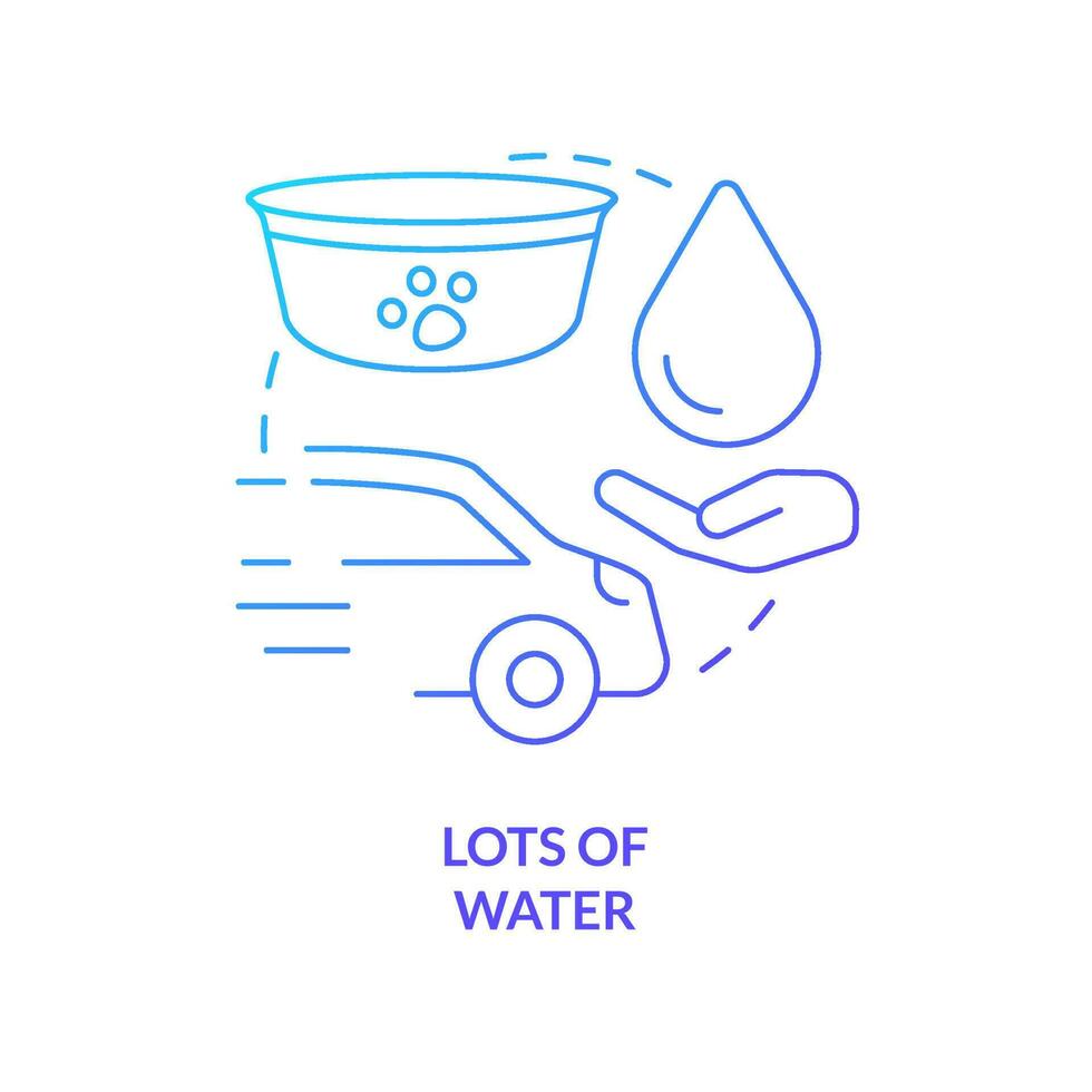 Provide pets enough water blue gradient concept icon. Animal hydration schedule. Travel rules abstract idea thin line illustration. Isolated outline drawing vector