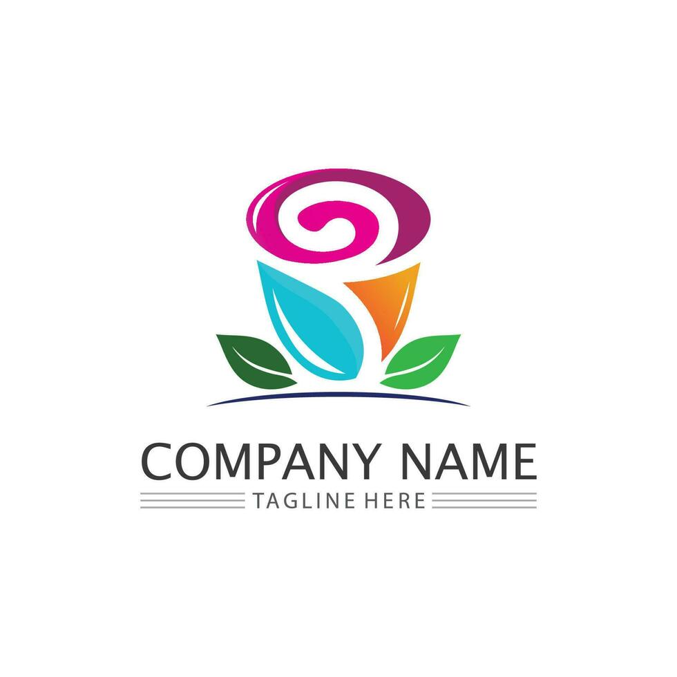 flower set vector logo and design for business design garden icon nature and beauty blossom