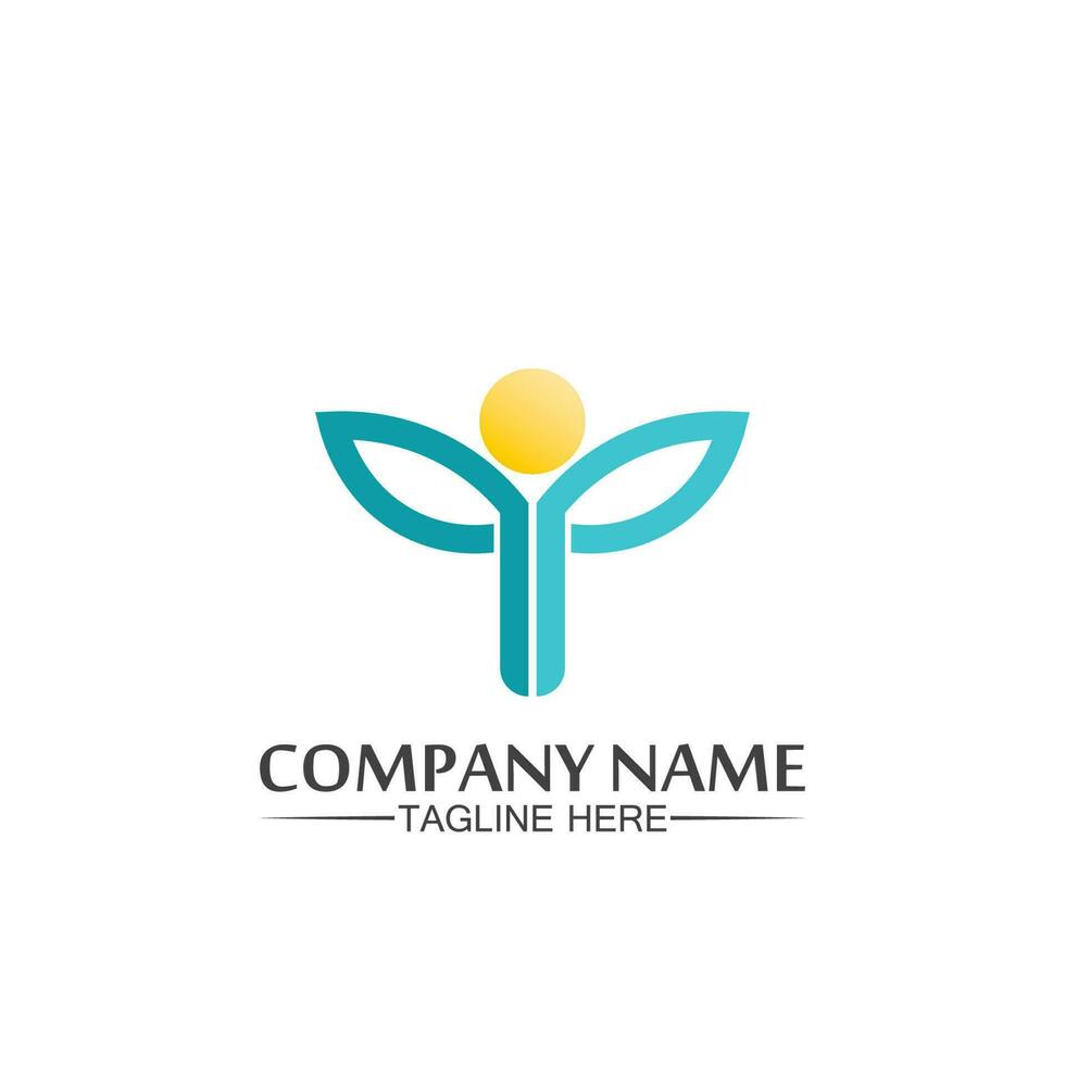 logotipo de personas, equipo, trabajo exitoso de personas, grupo y comunidad, logotipo de empresa y negocio de grupo y cuidado de diseño, icono familiar logotipo de éxito vector