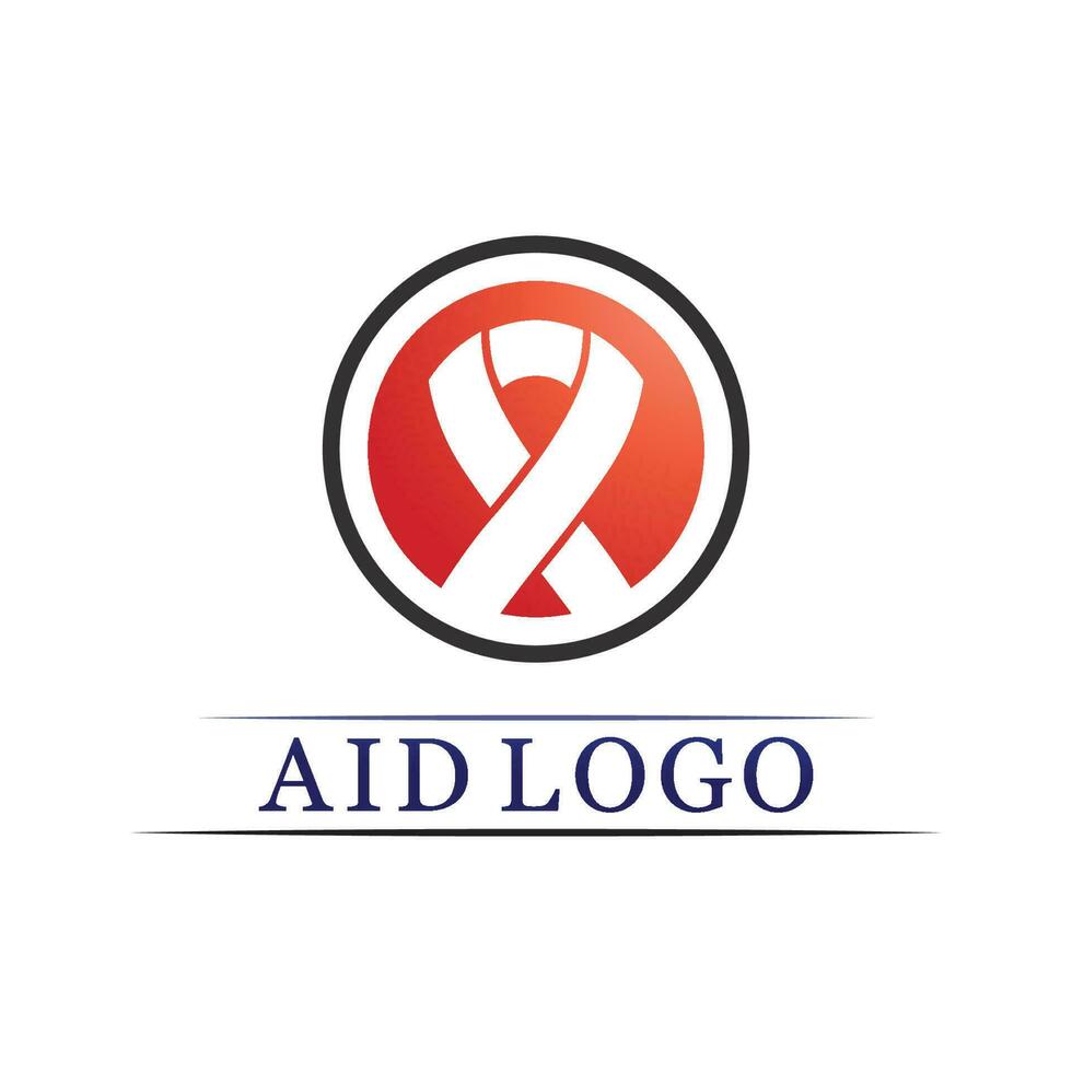aids ribbon logo and world aids day vector design
