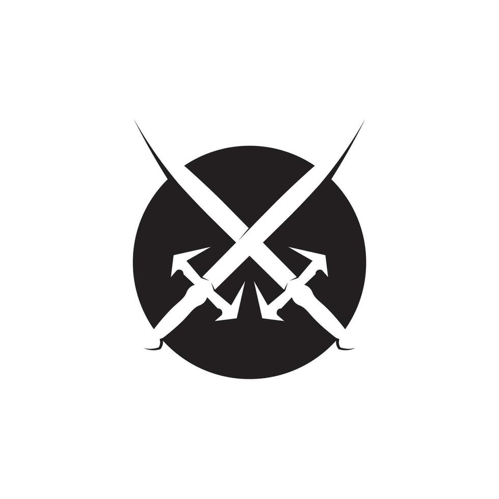 Cross swords, saber and blade logo icon flat Simple vector symbol and bonus icon