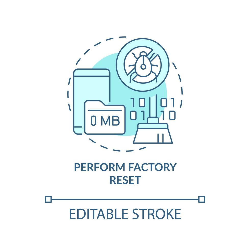 Perform factory reset turquoise concept icon. Erase content. Delete data abstract idea thin line illustration. Isolated outline drawing. Editable stroke vector