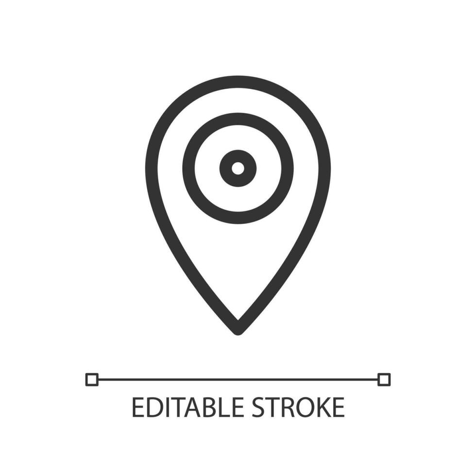 Location mark pixel perfect linear ui icon. Place on map. Navigation service. Online support. GUI, UX design. Outline isolated user interface element for app and web. Editable stroke vector