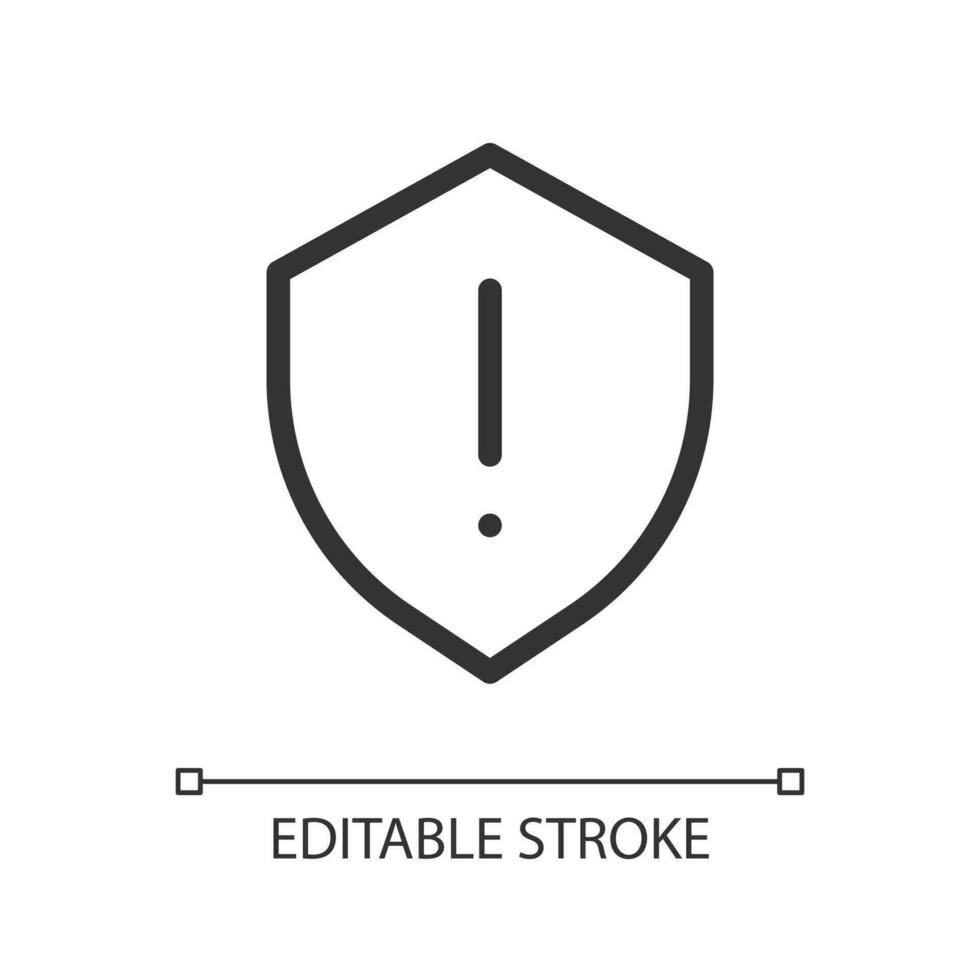 Security hazard pixel perfect linear ui icon. Antimalware notification. Protection online. GUI, UX design. Outline isolated user interface element for app and web. Editable stroke vector