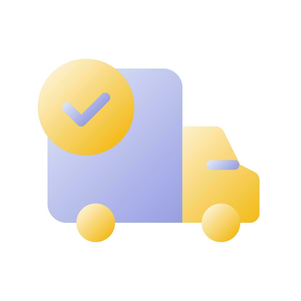 Shipment complete flat gradient two-color ui icon. Delivery service. Successful cargo transportation. Simple filled pictogram. GUI, UX design for mobile application. Vector isolated RGB illustration