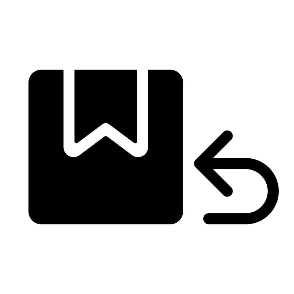 Return parcel black glyph ui icon. Logistics and distribution management. User interface design. Silhouette symbol on white space. Solid pictogram for web, mobile. Isolated vector illustration