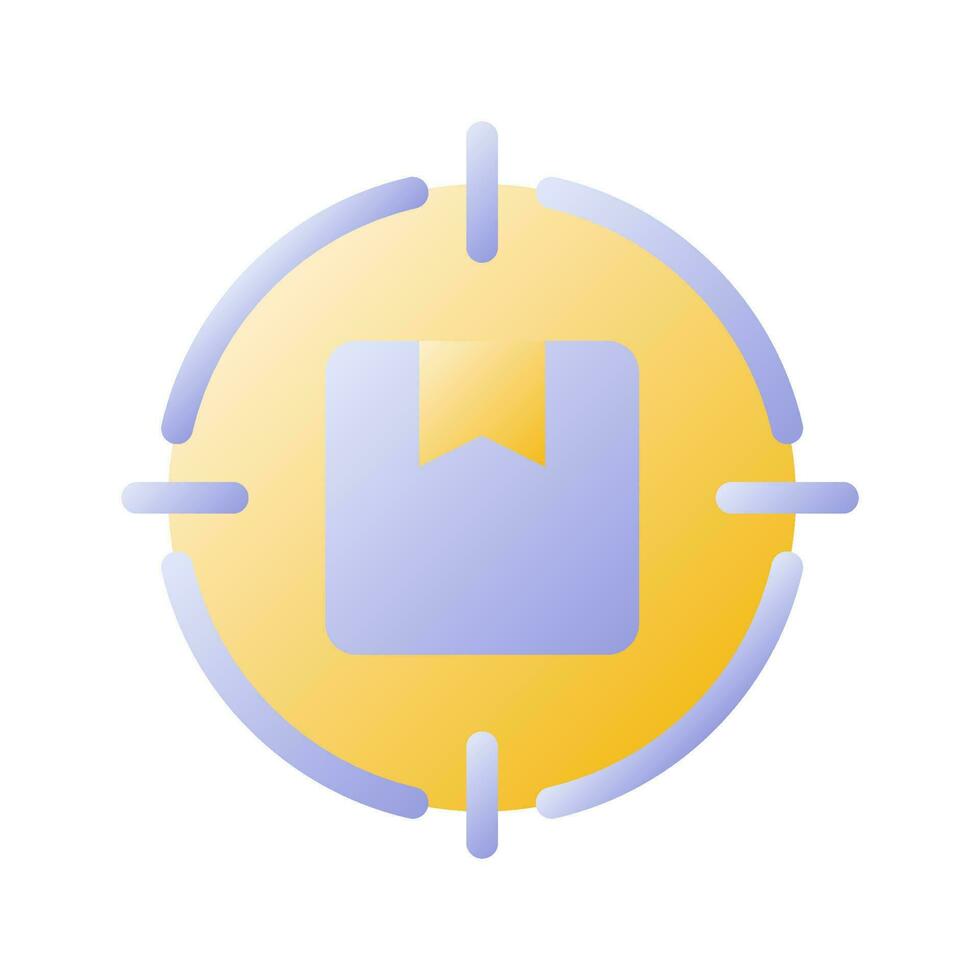 Focus on parcel flat gradient two-color ui icon. Priority package. Postal service. Track order. Simple filled pictogram. GUI, UX design for mobile application. Vector isolated RGB illustration