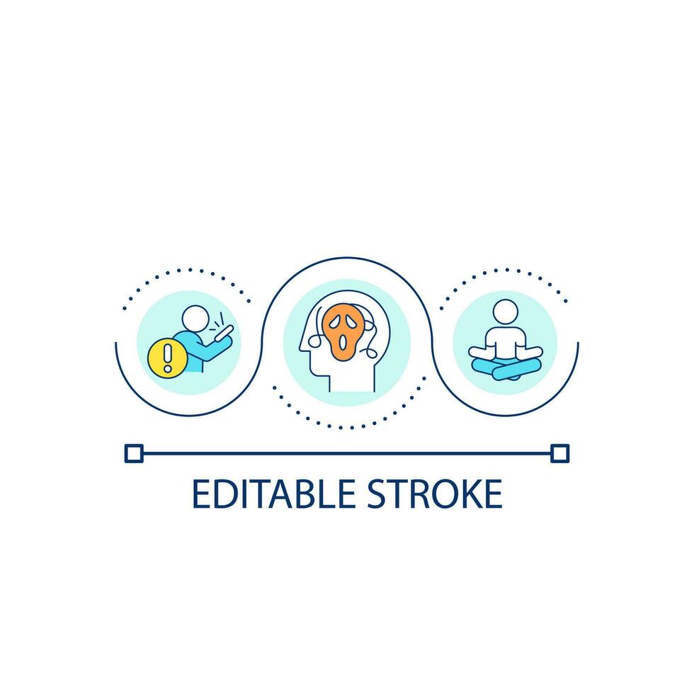 Control breathing loop concept icon. Mental health. Information consumption. Deal with news overload abstract idea thin line illustration. Isolated outline drawing. Editable stroke vector