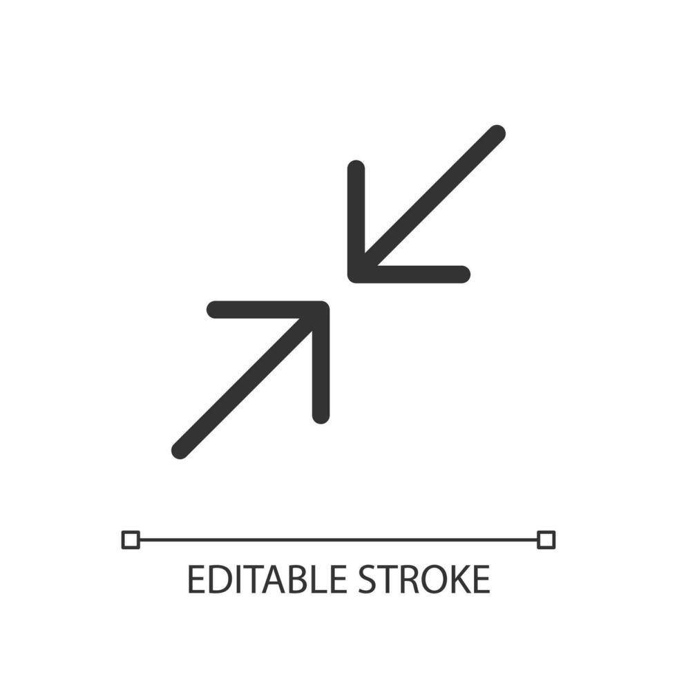 Screen minimizing pixel perfect linear ui icon. Multimedia player control. Digital technology. GUI, UX design. Outline isolated user interface element for app and web. Editable stroke vector
