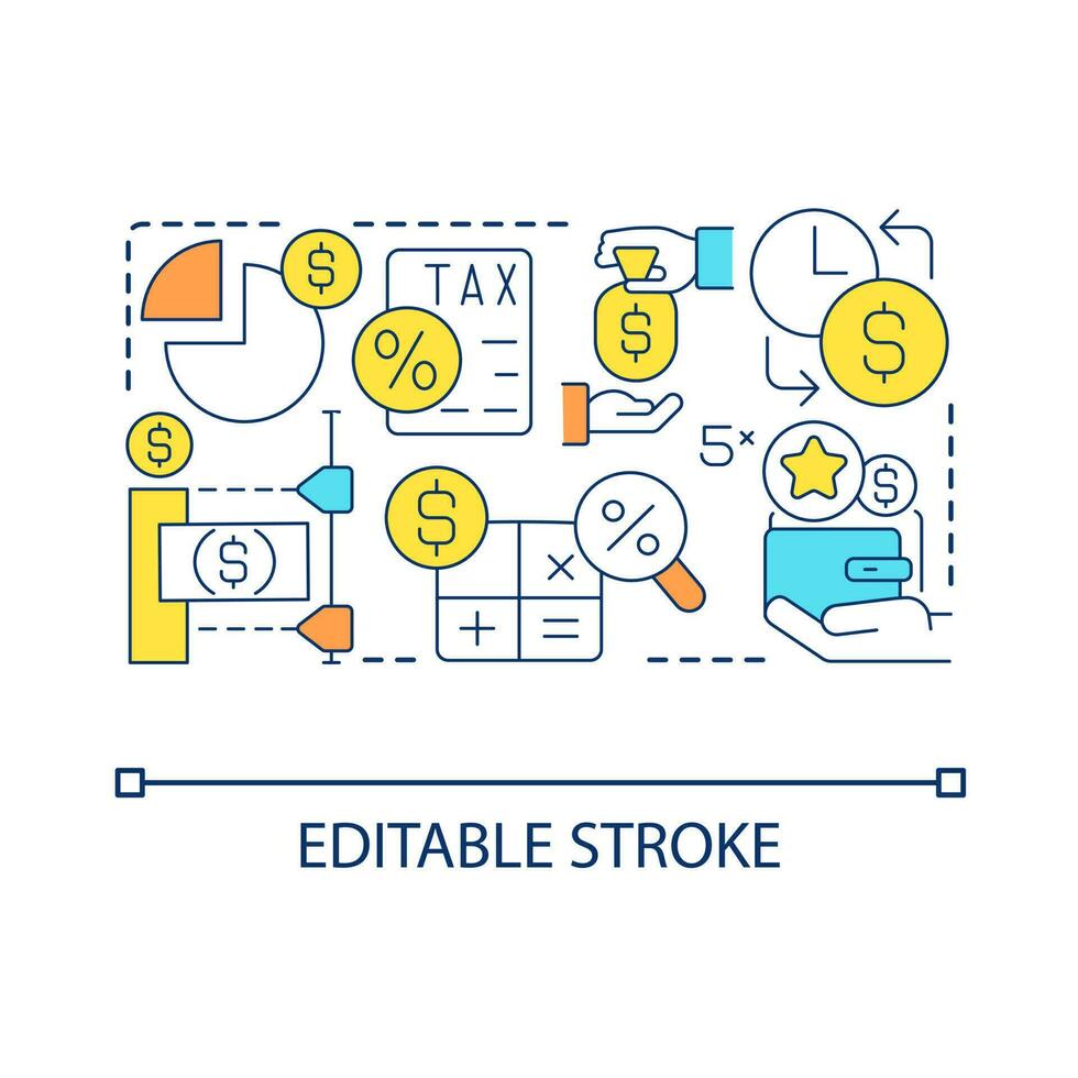 Payments regulation concept icon. Financial management optimization. Accounting service abstract idea thin line illustration. Isolated outline drawing. Editable stroke vector