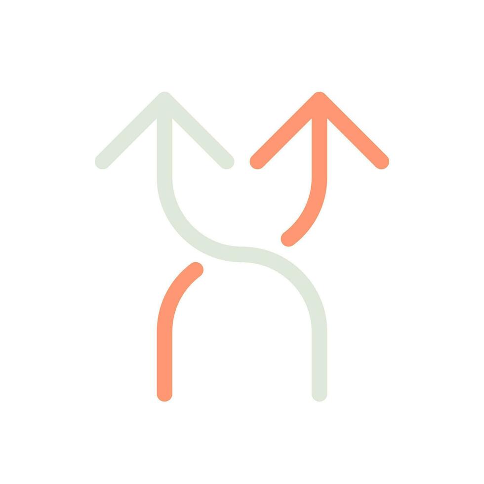 Highway intersection ahead arrows flat color ui icon. Reaching destination. Road sign. Driving car. Simple filled element for mobile app. Colorful solid pictogram. Vector isolated RGB illustration