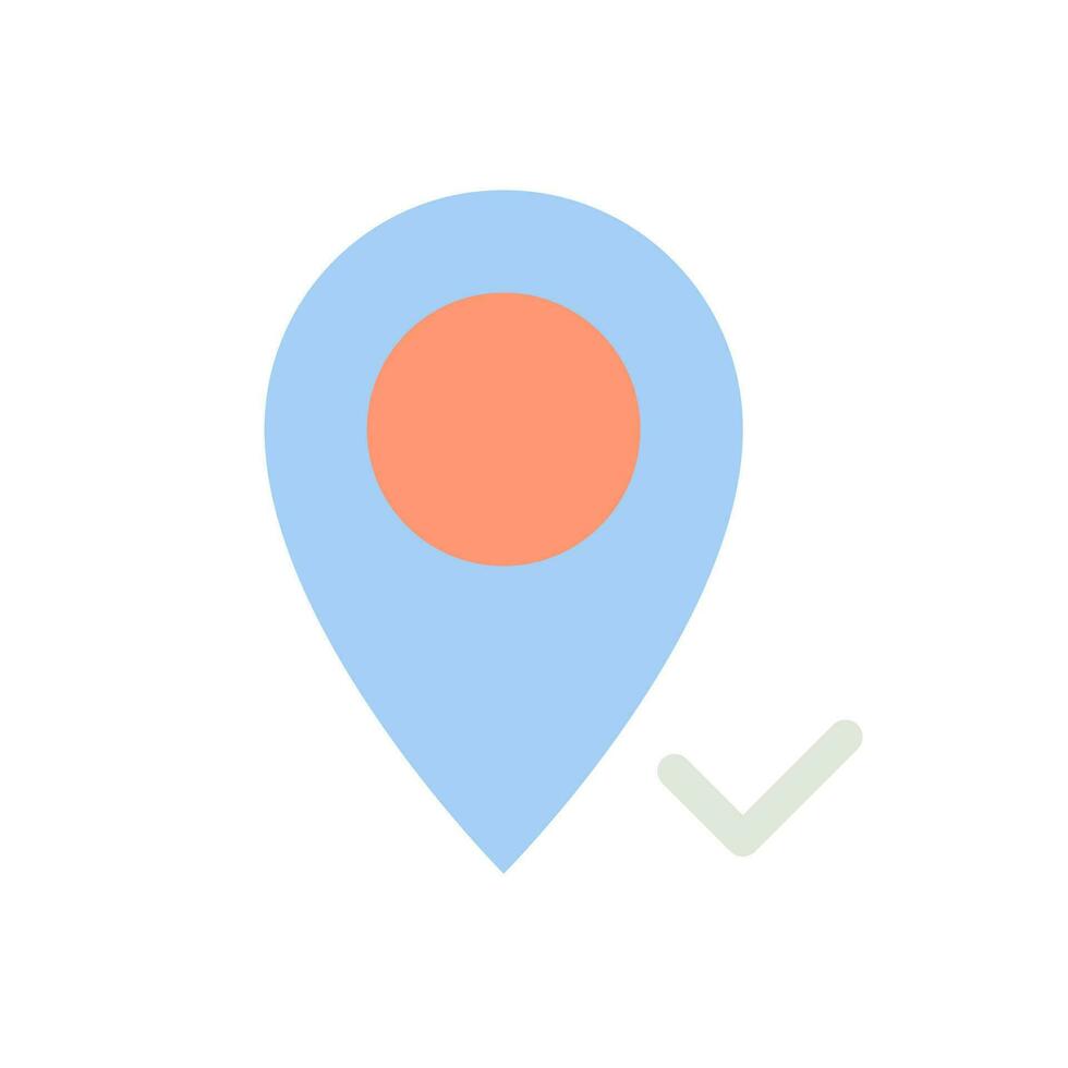 Reaching pinned destination flat color ui icon. Approved place on map