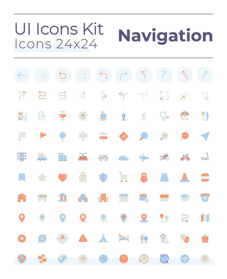 rastreo real hora ubicación plano color ui íconos colocar. relativo a la navegación GPS herramienta. preciso direcciones, mapas interfaz gráfica de usuario, ux diseño para móvil aplicación vector aislado rgb pictogramas