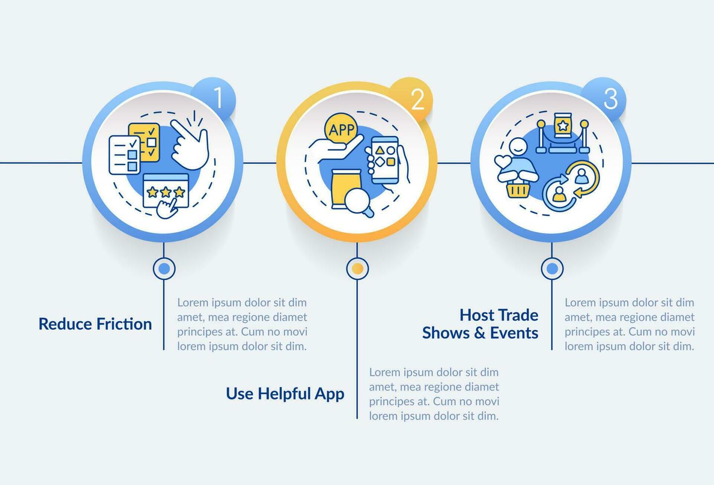 Methods to get client feedback circle infographic template. Data visualization with 3 steps. Editable timeline info chart. Workflow layout with line icons vector