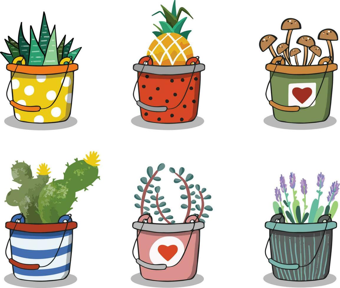 Cartoon potted plants. Child style pattern. fabric, textile vector