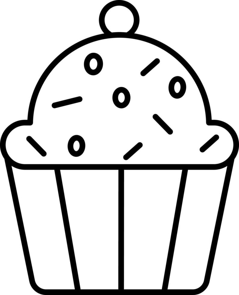 Isolated Muffin Icon in Black Line Art. vector