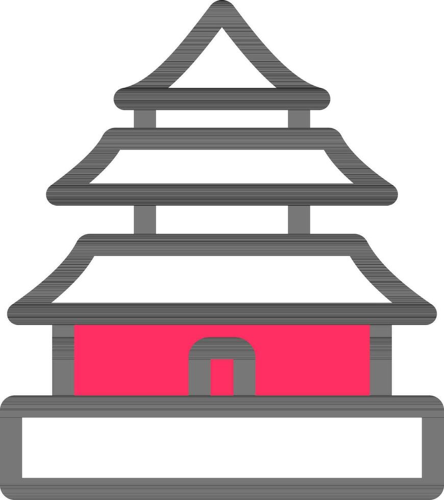 vector ilustración de budista templo o pagoda icono en rosado y blanco color.