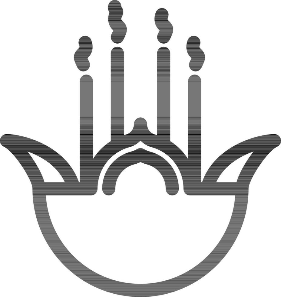 Incense Holder Icon Or Symbol In Black Stroke Style. vector